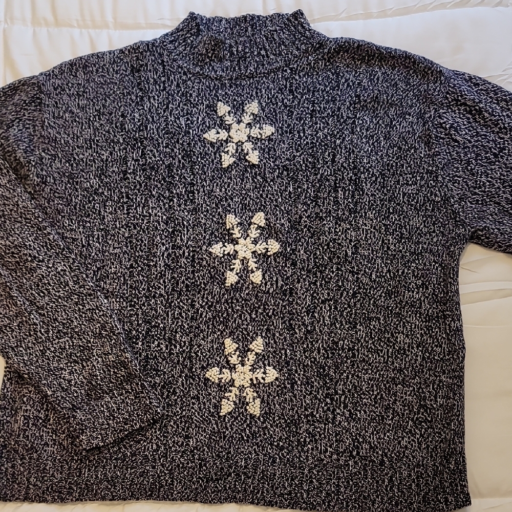 Cozy Black and White Snowflake Sweater